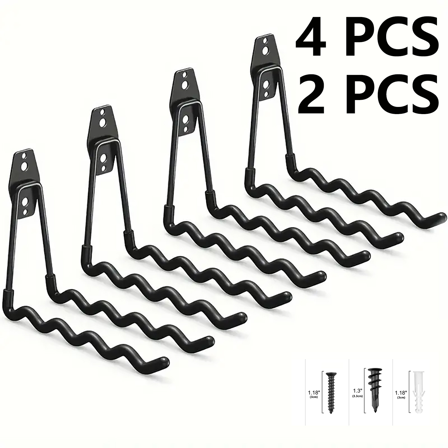 Heavy Equipment Management - 2-teiliges/4-teiliges Set, robuste Garagenhaken aus Metall,