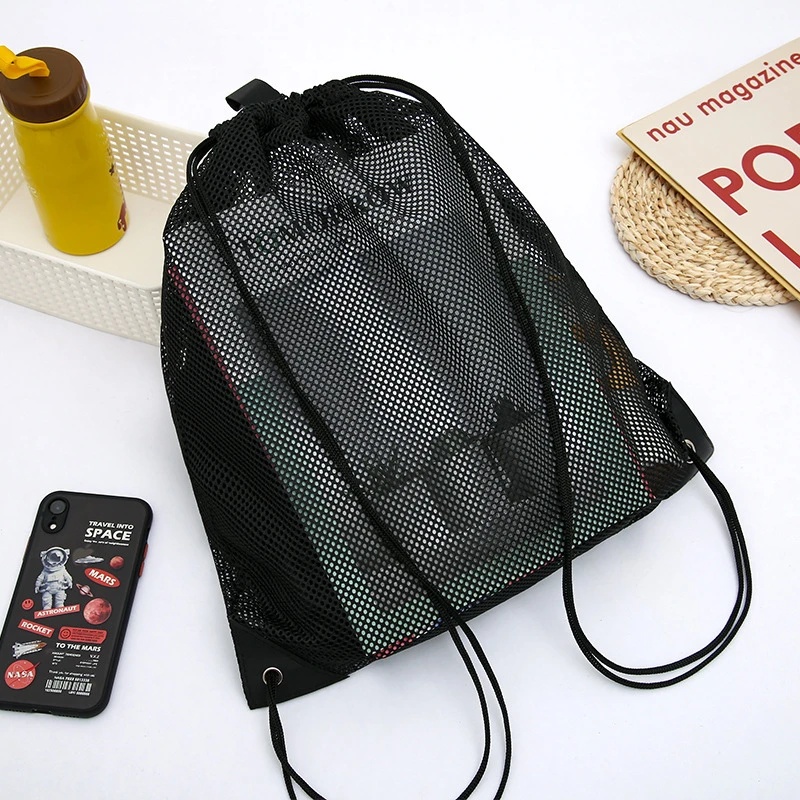Heavy Equipment Management - Netz-Kordelzugbeutel Rucksack Schwarze Netzbeutel Robuster Fußballnetzbeutel